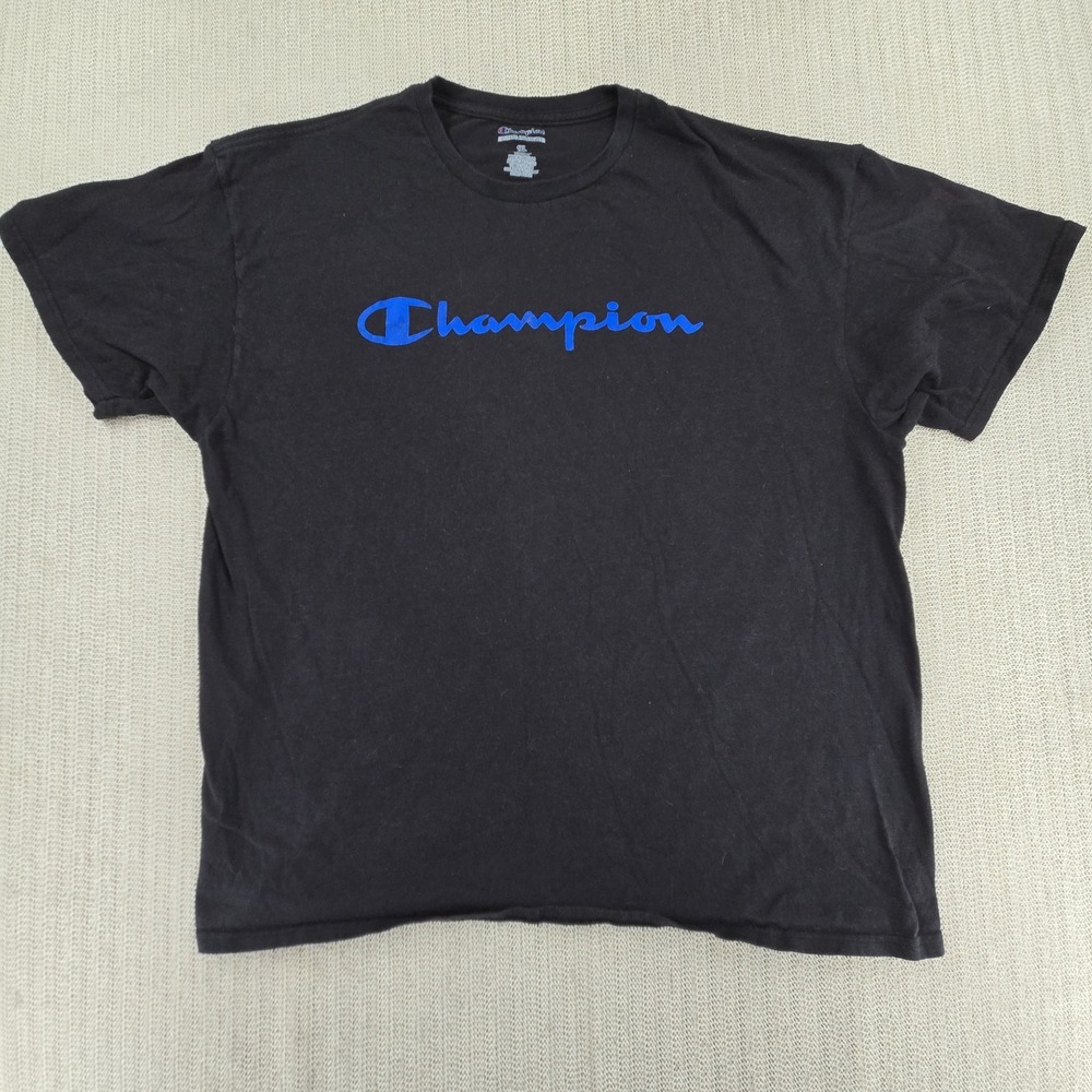 Champion Shirt Womens 1XL Black Short Sleeve Spellout Sports Crew Neck